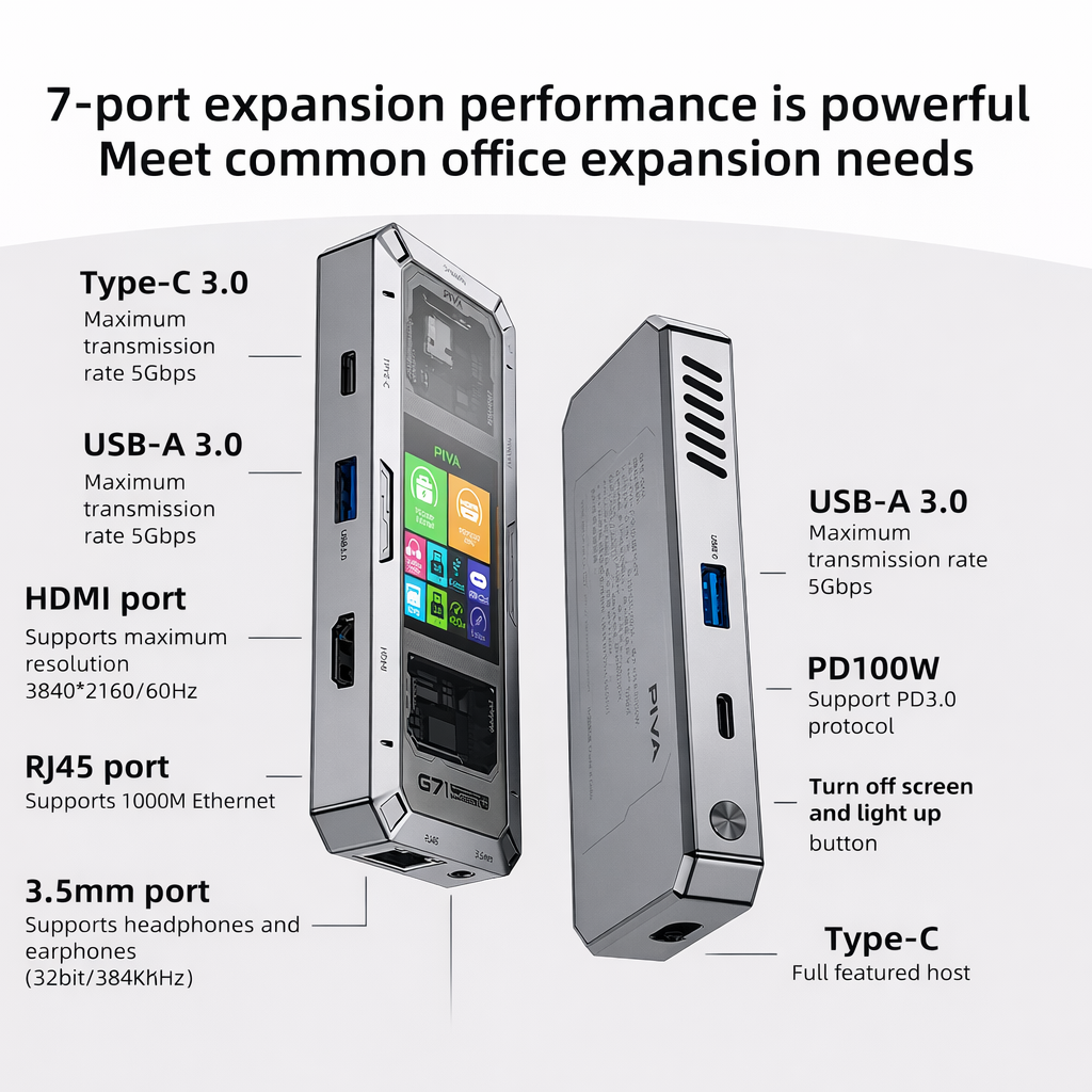 PIVA G71 review — 7-in-1 USB-C hub with smart display, Techmilkyway