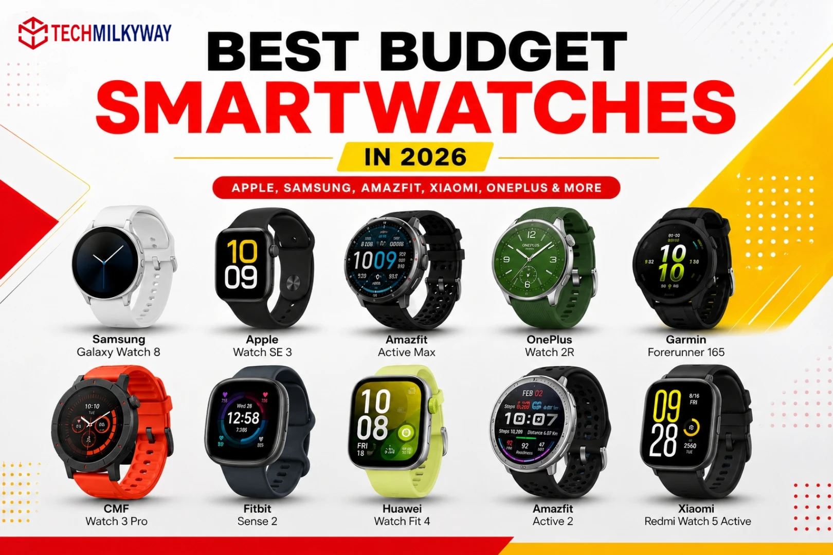 Best Budget Smartwatches in 2026 – Top 10 Picks by TechMilkyWay