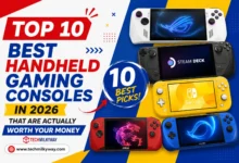 Best handheld gaming consoles in 2026 ranked by TechMilkyWay including Steam Deck OLED Nintendo Switch 2 and ROG Xbox Ally X