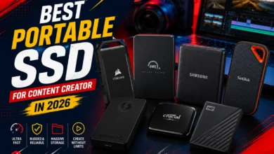 Best portable SSD for content creator in 2026 including Corsair EX400U, OWC Envoy Ultra, and Samsung T9