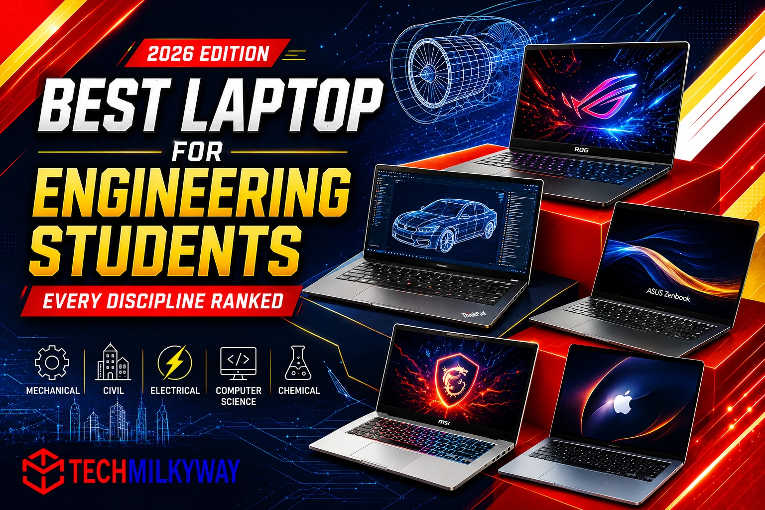 best laptop for engineering students in 2026, techmilkyway