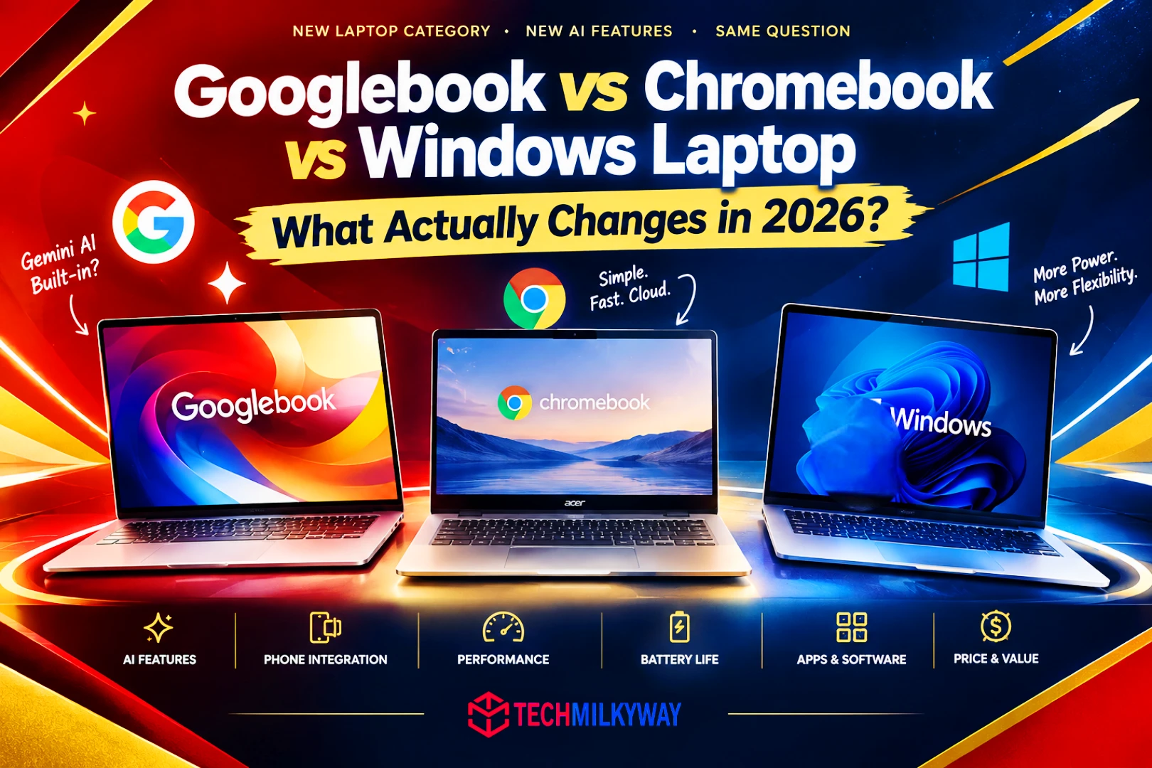 Googlebook vs Chromebook vs Windows laptop, Techmilkyway, Techmilkyway.com