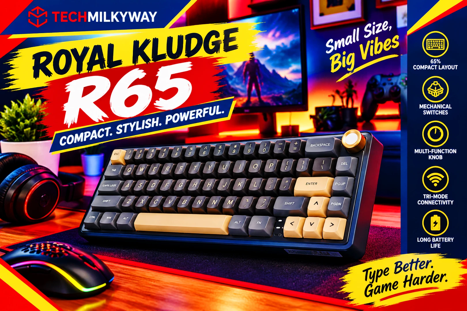 How to build a budget gaming setup in 2026 with a gaming PC, 240Hz monitor, keyboard, mouse and headset on a desk, Techmilkyway