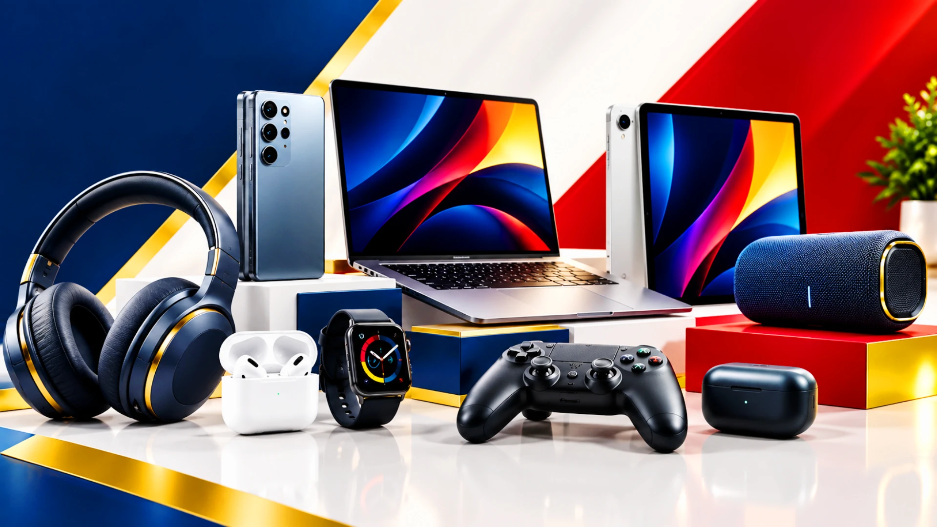 TechMilkyway media kit 2026: headphones, smartphone, earbuds, smartwatch, game controller and laptop