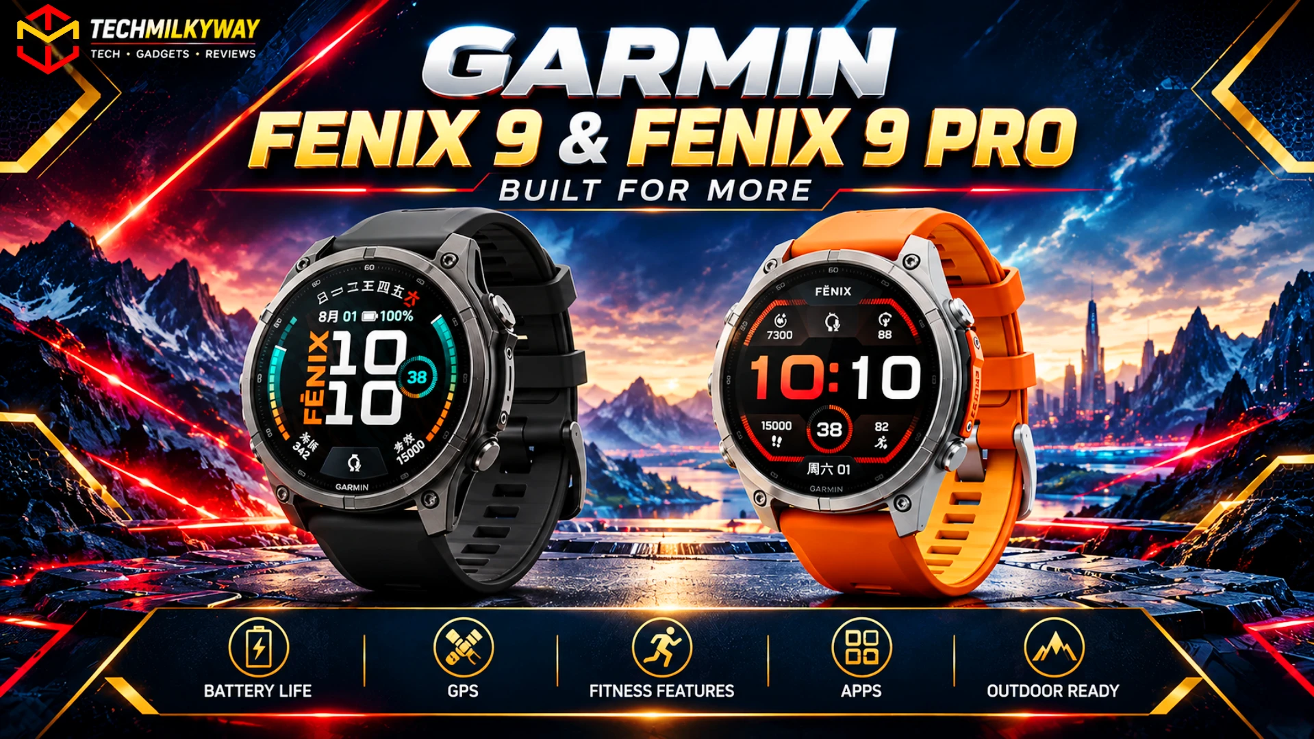 Garmin vs Amazfit smartwatch comparison on a runner's wrist, Techmilkyway